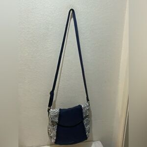 Sakroots Artist Circle Foldover Crossbody, Navy One World